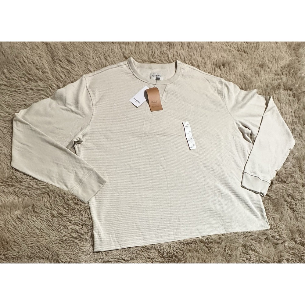Goodfellow & Co Men's XXL Cream Thermal Knit Sweatshirt New With Tags NWT